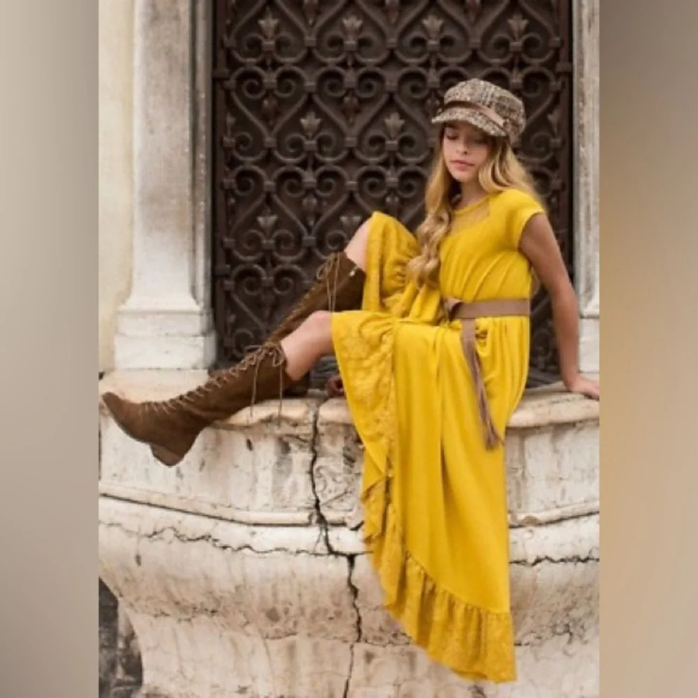 NWT Joyfolie Liza Dress Size 2 in Mustard Yellow Fall Autumn Lace‎